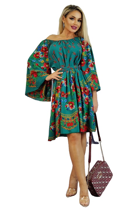 Rochie dama, WildFashion, Poliester, 1279, Rosu/Albastru