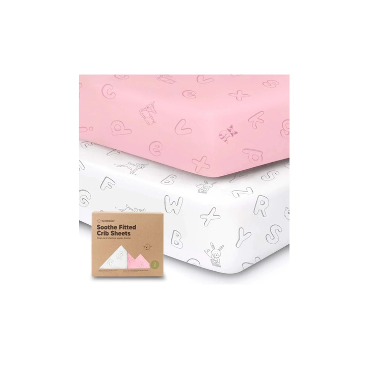 Комплект чаршафи Kea Babies, Органичен памук, 2бр, 60х120см. Розов, Бял