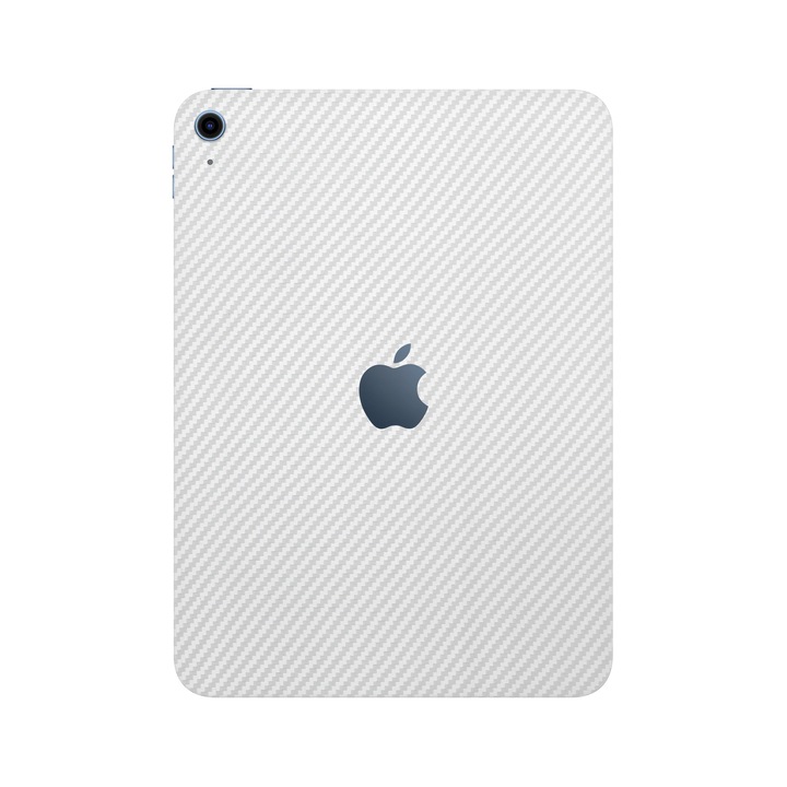 Folie de protectie pentru iPad 10.2" (8th Gen), Colectia Elegans, Skin Spate cu laterale unite, Carbon Alb