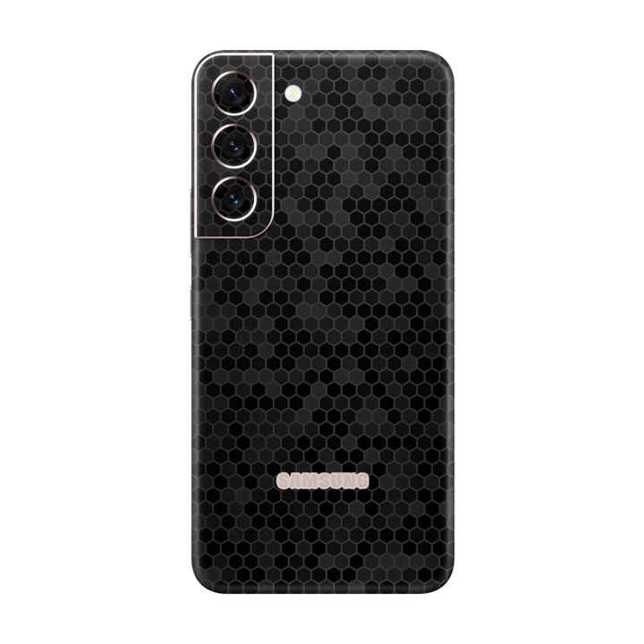 Folie de protectie pentru Samsung Galaxy S22 Plus, Colectia Elegans, Skin Spate cu laterale unite, Honeycomb Negru