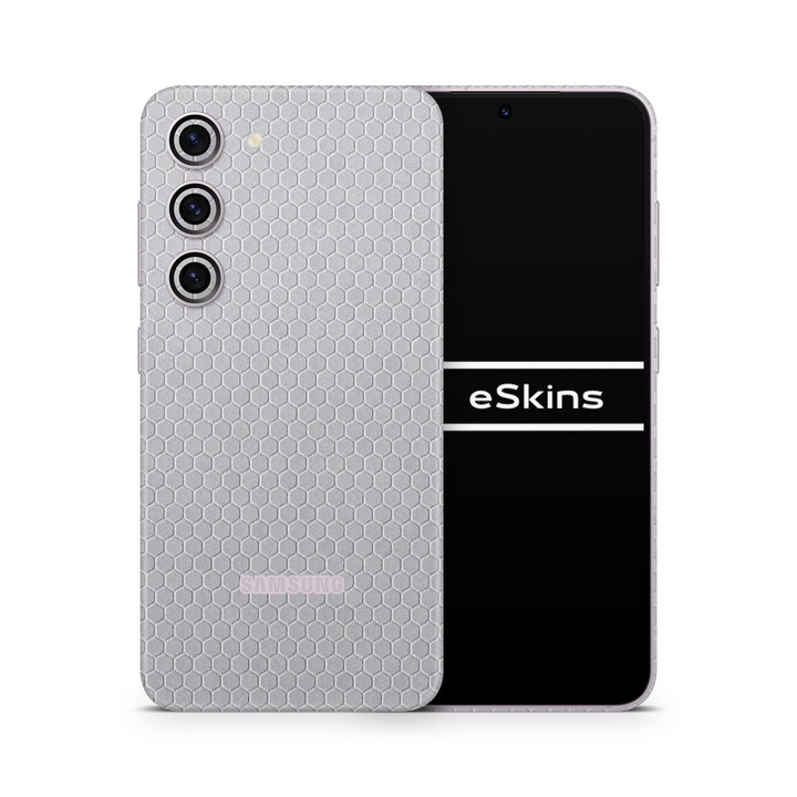 Folie de protectie pentru Samsung Galaxy S23, Colectia Elegans, Skin Spate cu laterale unite, Honeycomb Gri
