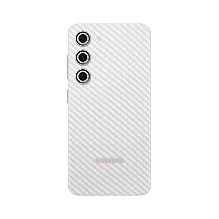Folie de protectie pentru Samsung Galaxy S23, Colectia Elegans, Skin Spate cu laterale unite, Carbon Alb