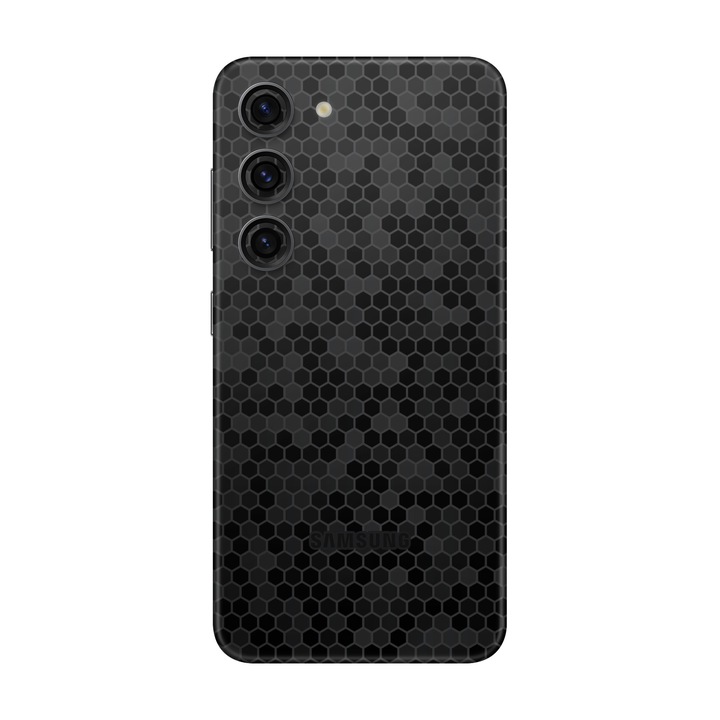 Folie de protectie pentru Samsung Galaxy S23 Plus, Colectia Elegans, Skin Spate cu laterale unite, Honeycomb Negru