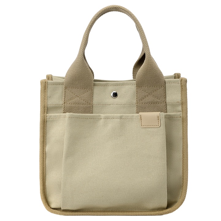 Чанта, QttvbTna, дамска, платно, каки, 25x14x24 см