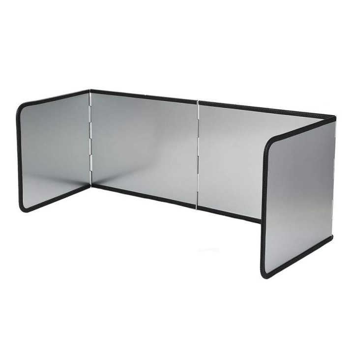 Placa SIKS de Protectie Antistopi Aragaz Din Metal XL, Pliabila, Panou Cu 4 elemente, Usor De Curatat, Dimensiune 135x31cm, Argintiu