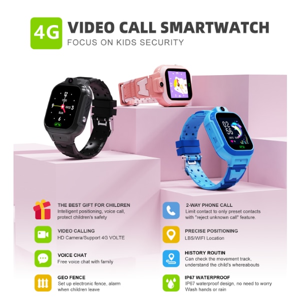 Смарт часовник за деца, GPS местоположение, 4G, LBS, WIFI и функция за ...