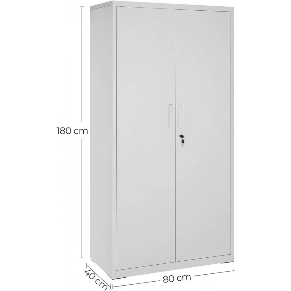 Метален шкаф с 5 рафта, 80 x 40 x 180 см, метал, сив, Songmics - eMAG.bg