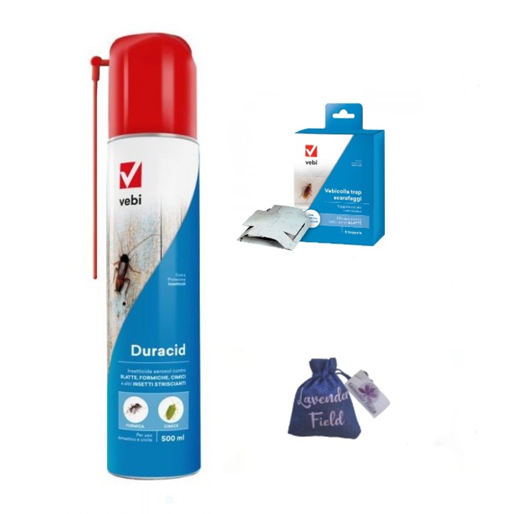 Capcana gandaci Vebicolla 5 buc si Spray Duracid 500 ml si sac lavanda LF 10 gr