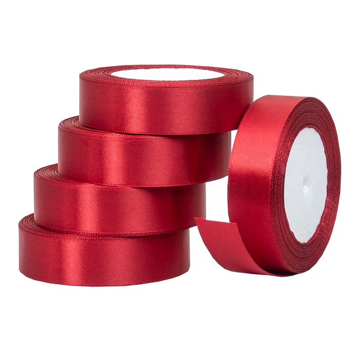 Rola saten, 2.5 cm x 22 m, 5/ set, culoare grena, B.S.P. / SL194_33