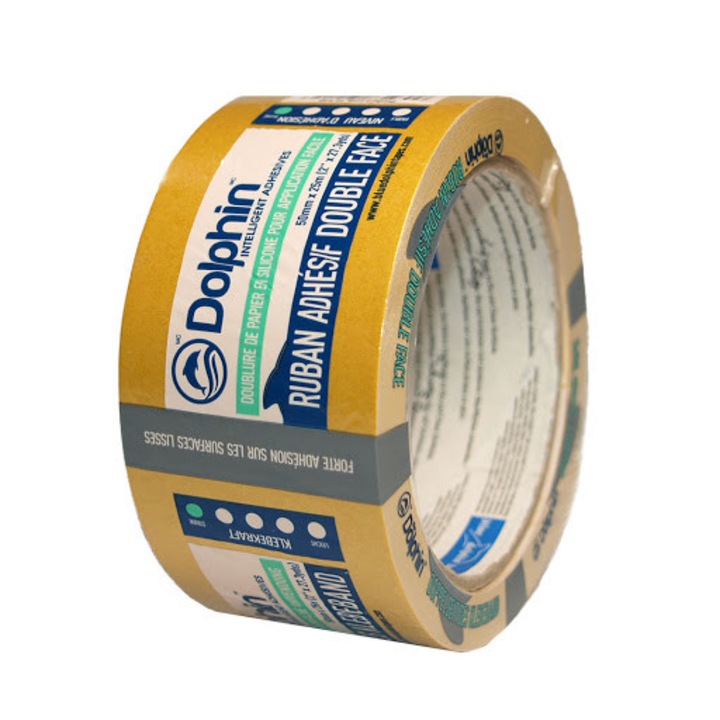 Banda adeziva, Blue Dolphin PP polipropilena dublu adeziva, 50mm x 25m