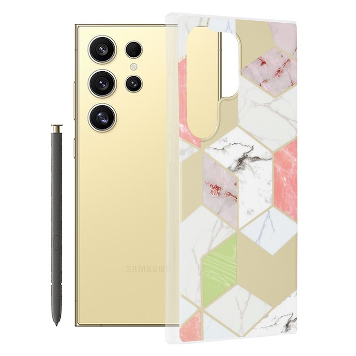 Samsung Galaxy S24 Ultra tok - Techsuit Marble Series - lila hatlapú