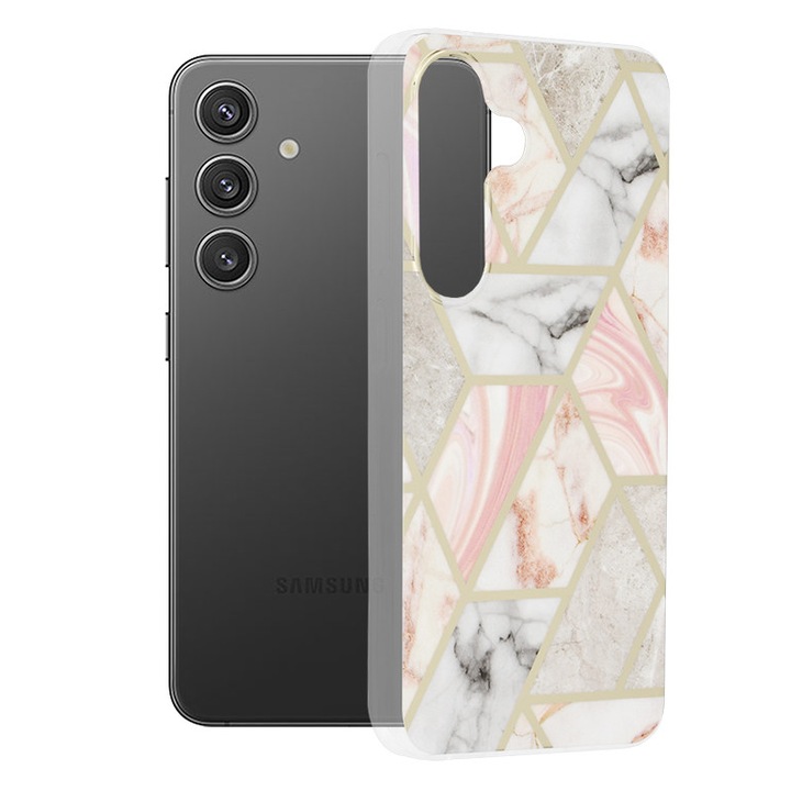 Кейс за Samsung Galaxy S24 - Techsuit Marble Series - Pink Hex