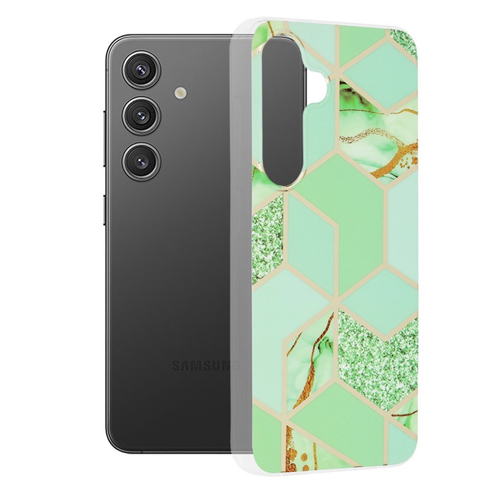 Калъф за мобилен телефон Techsuit за Samsung Galaxy S24, Marble Series, Green Hex