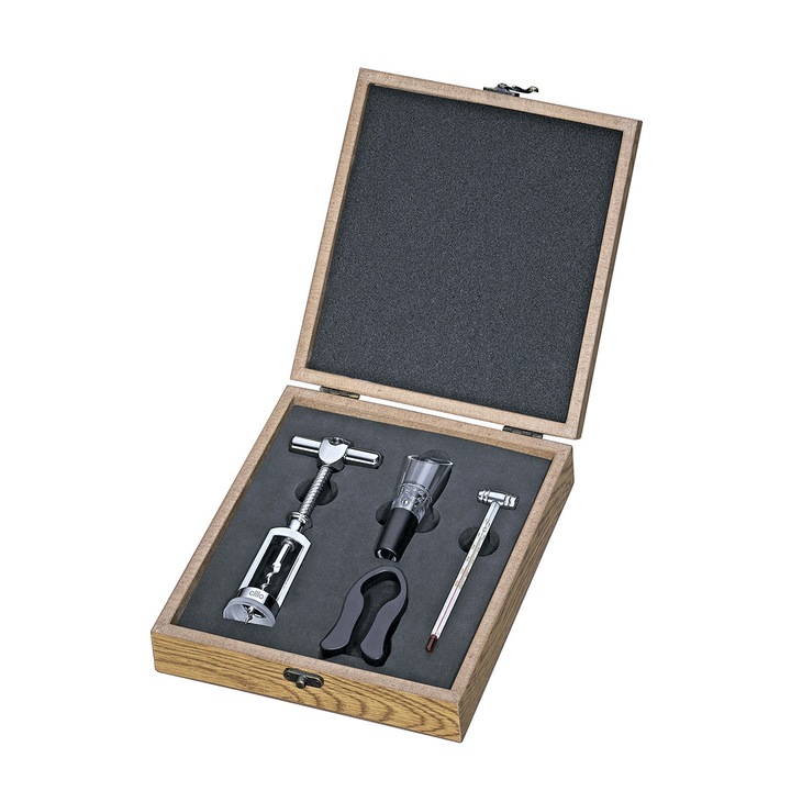 Комплект за вино CILIO, LOMBARDIA, 4 части, Дърво