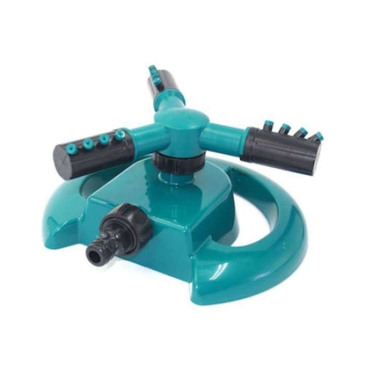 Kerti öntöző, 360 fokban forgatható, Állítható, 3 karos, Zöld