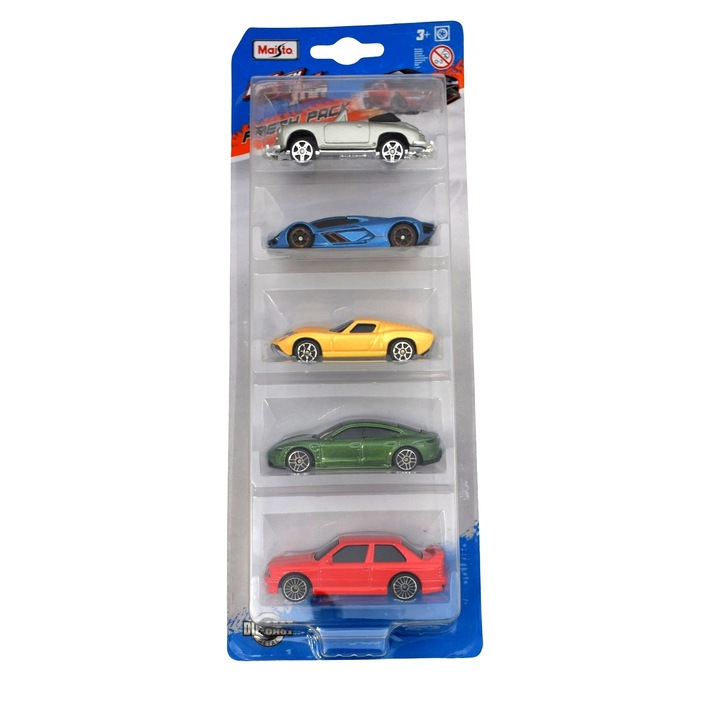 Set 5 masini de jucarie, Maisto, Metal/Plastic, Multicolor