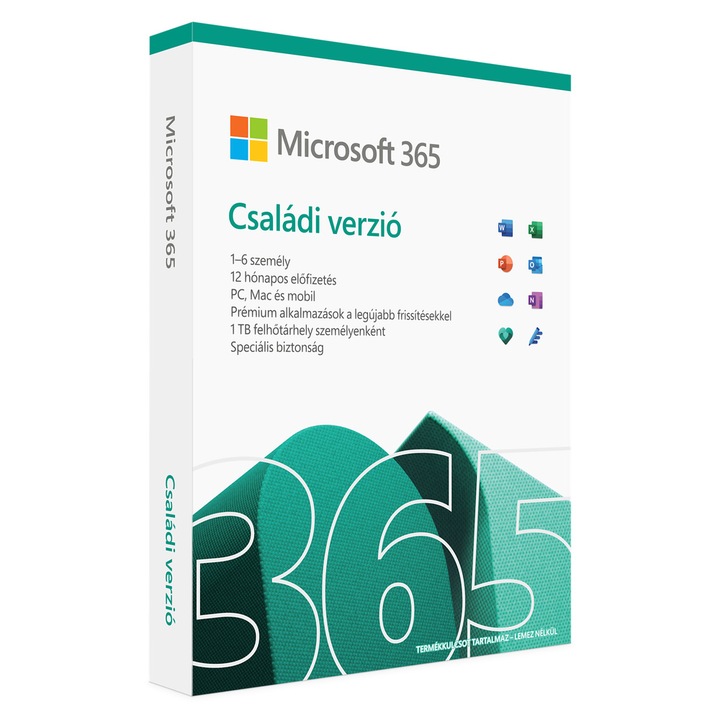 Microsoft 365 Családi verzió magyar 1 éves dobozos előfizetés (6GQ-01930)
