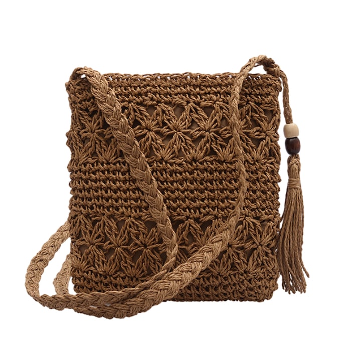 Női táska, szalma, barna