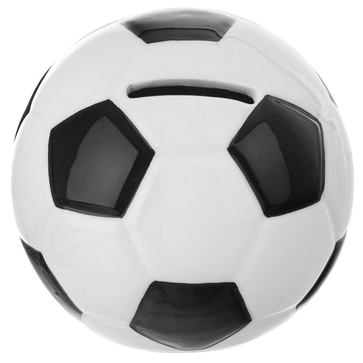 Pusculita, Orion, fotbal din ceramica decapotabil alb si negru 10 cm