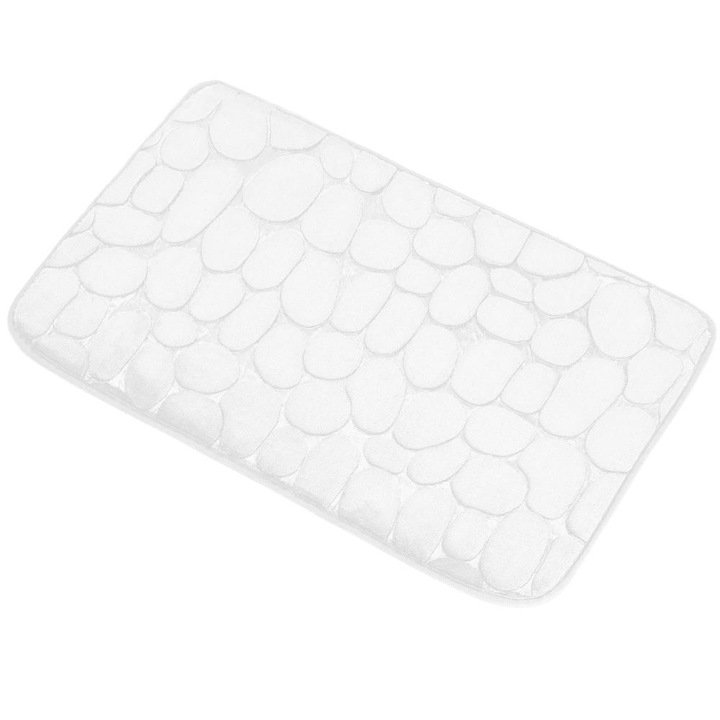 Covoras de baie antiderapant cu uscare rapida, 60x40 cm, alb