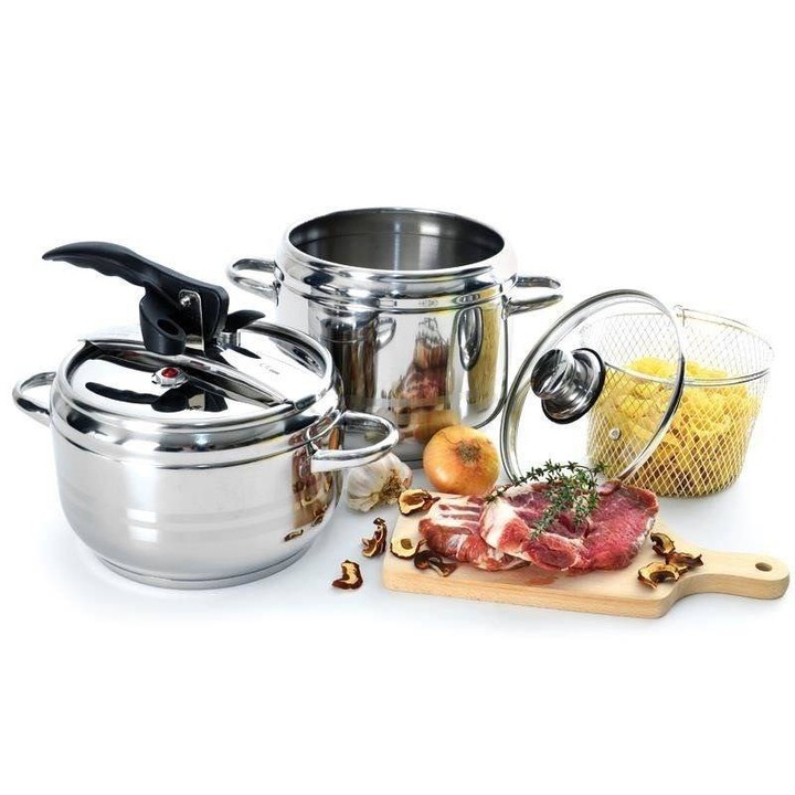 Комплект от 2 тенджери под налягане от неръждаема стомана, модел PROFI, с вместимости 3,5 литра и 5 литра