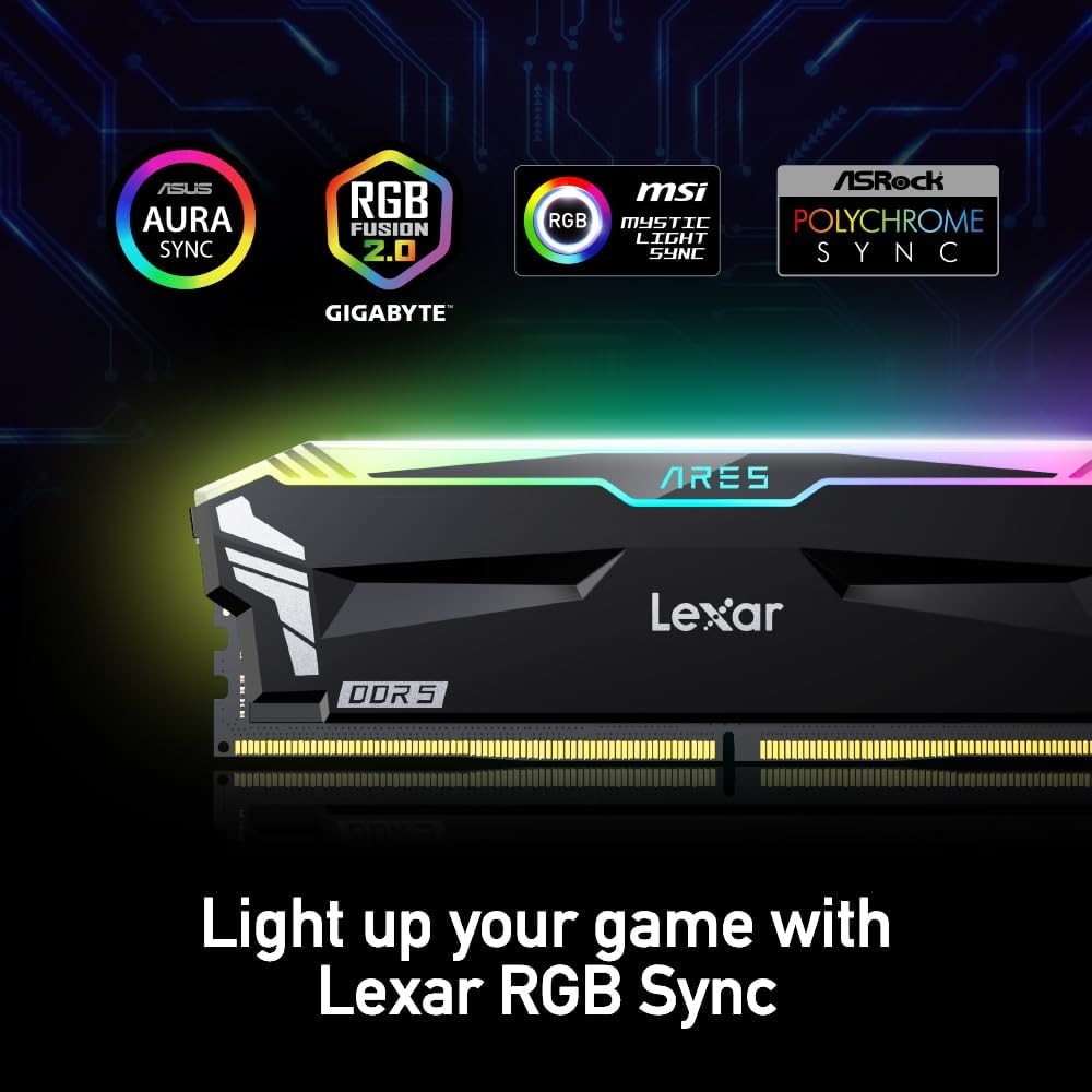 Memorii Lexar ARES RGB DDR5 32GB 2x16GB 7200MT/s CL34, AMD Expo