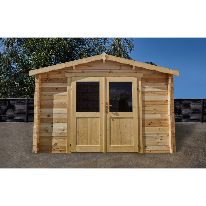 Casuta de gradina PRIMO 2980 x 1980 mm, grosime 28 mm, natur