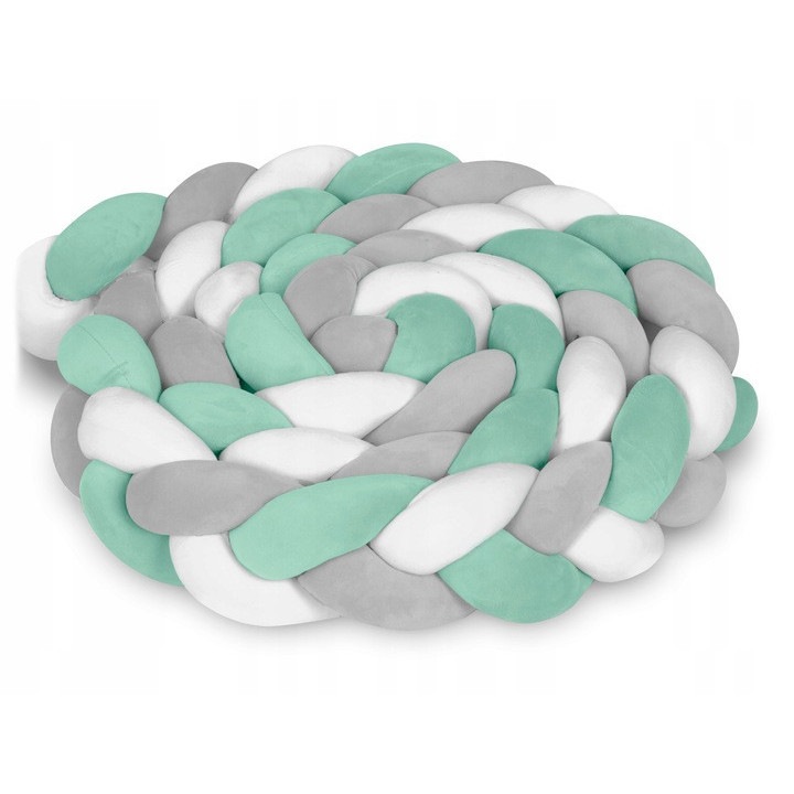 Плетена странична защита за кошара с антиалергичен пълнеж Ricokids 2 метра плюс Mint