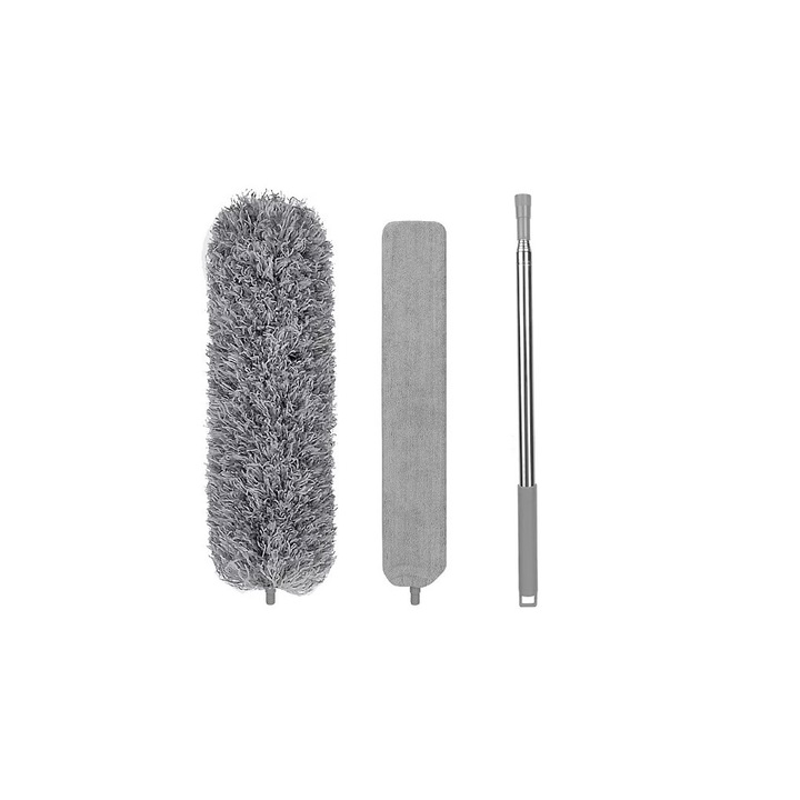 Perie pamatuf 2 in 1 pentru sters praful, maner extensibil 84 - 250 cm, flexibila, usor de curatat, include 2 capete
