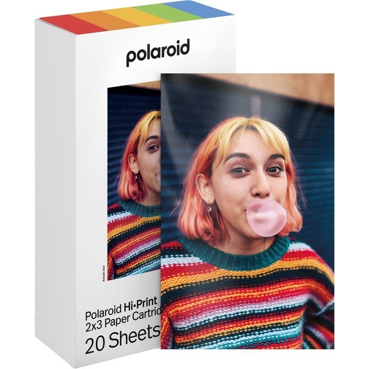 Фотохартия Polaroid 2 x 3 ", за фото принтер Polaroid Hi Print, касета мастило и хартия, 20бр. снимки