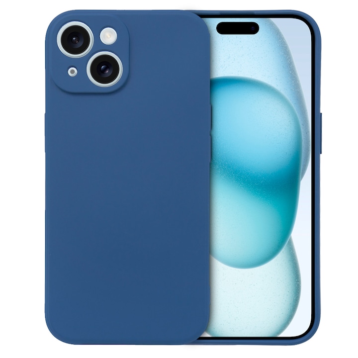 Силиконов калъф BestCase за Apple iPhone 15, 1.2MM Microfiber interior, Premium Soft Liquid Silicone, Alaskan Blue