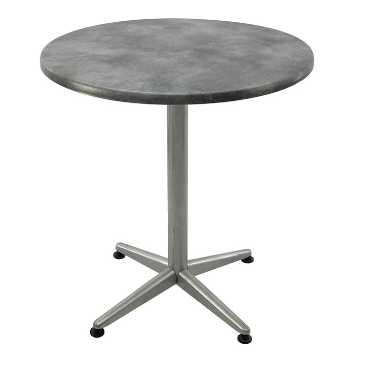 Masa bistro rotunda D70xh74cm Raki Copperfield, blat werzalit si picior metalic gri
