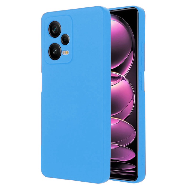 Husa protectie, interior de catifea, compatibila cu Xiaomi Redmi Note 12 Pro Plus, FONIX BloomShield, silicon, margini ridicate, slim, Albastru