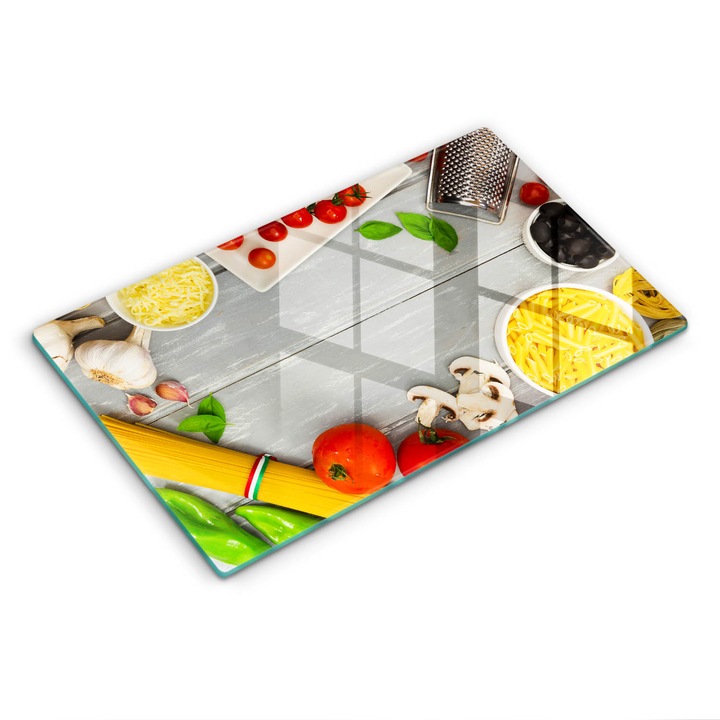 Placa sticla securizata, Wallfluent, protectie perete/plita/blat bucatarie, 52x30 cm, Mancare de bucatarie, Gri, 010010530060000260199