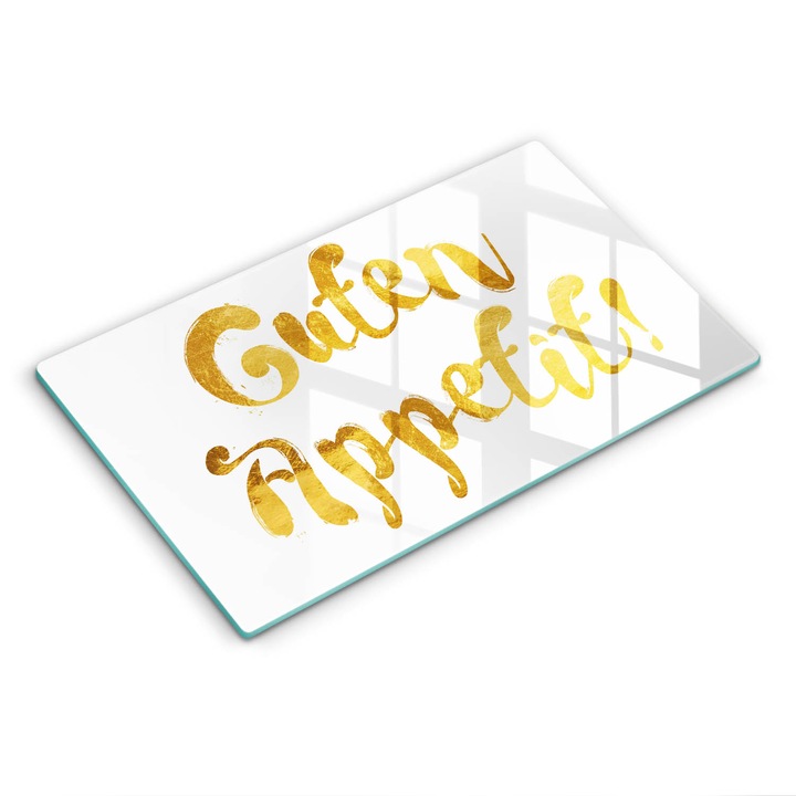 Dekoratív üveg, Wallfluent, A Guten Appetit Felirat mondat!, Fehér, 52x30 cm