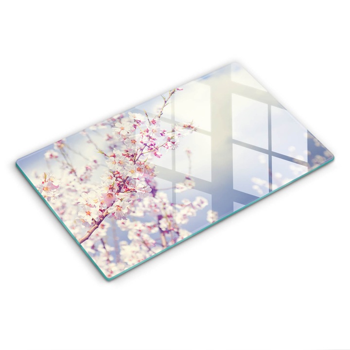 Dekoratív üveg, Wallfluent, Virágzó fa, Kék, 52x30 cm