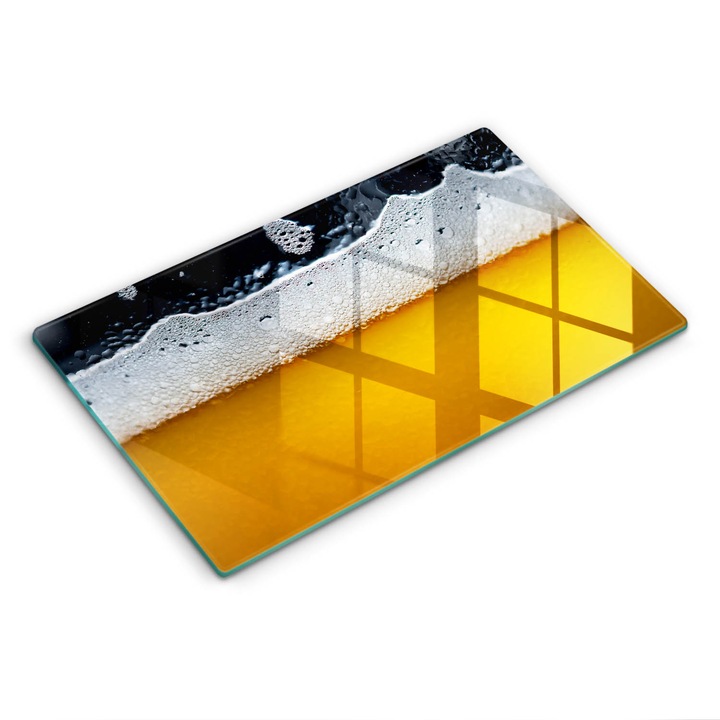 Dekoratív üveg, Wallfluent, Igyál sörhabot, Sárga, 52x30 cm