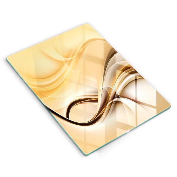 Dekoratív üveg, Wallfluent, Füst absztrakció, Sárga, 40x52 cm