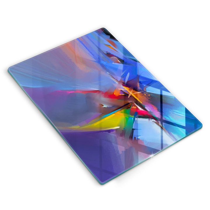 Dekoratív üveg, Wallfluent, Festett absztrakció, Lila, 40x52 cm