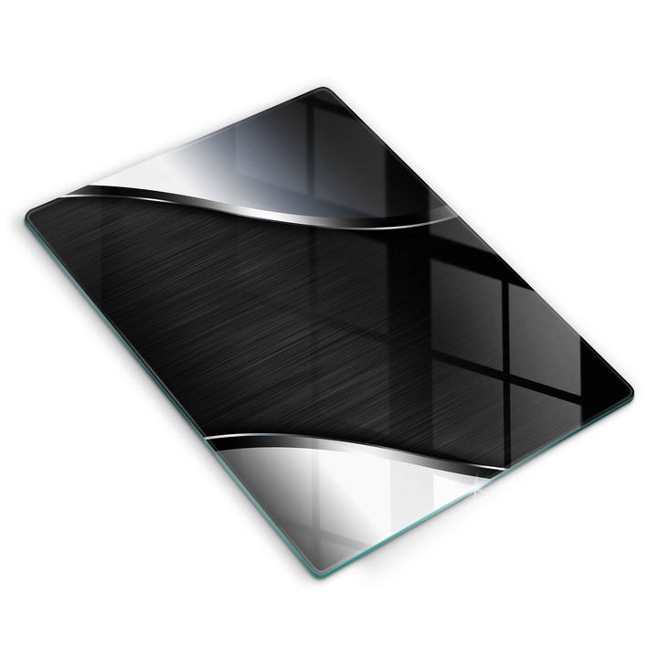 Dekoratív üveg, Wallfluent, Fém absztrakció, Fekete, 40x52 cm