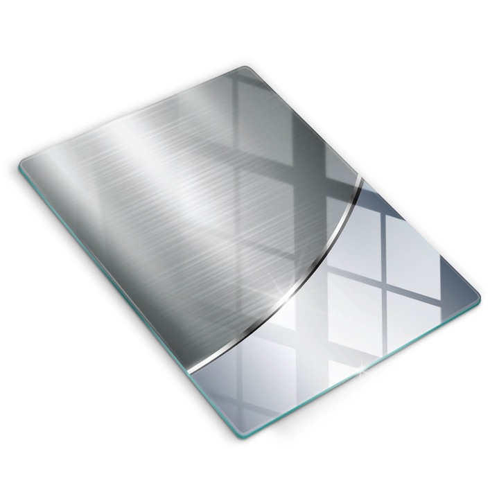 Dekoratív üveg, Wallfluent, Fém absztrakciós minta, Ezüstszín, 40x52 cm