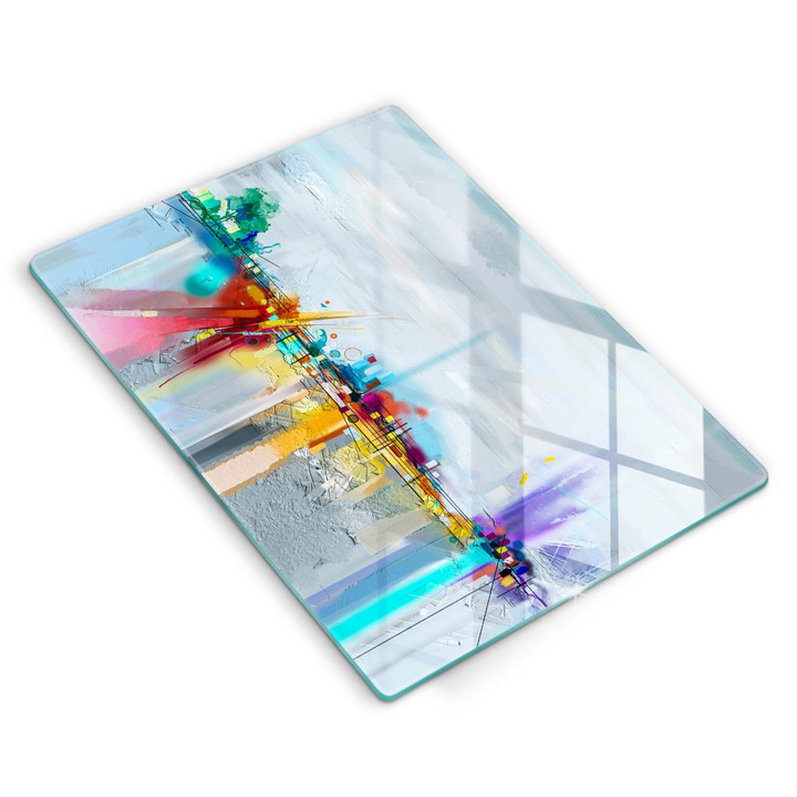 Dekoratív üveg, Wallfluent, Festett absztrakció, Szürke, 40x52 cm