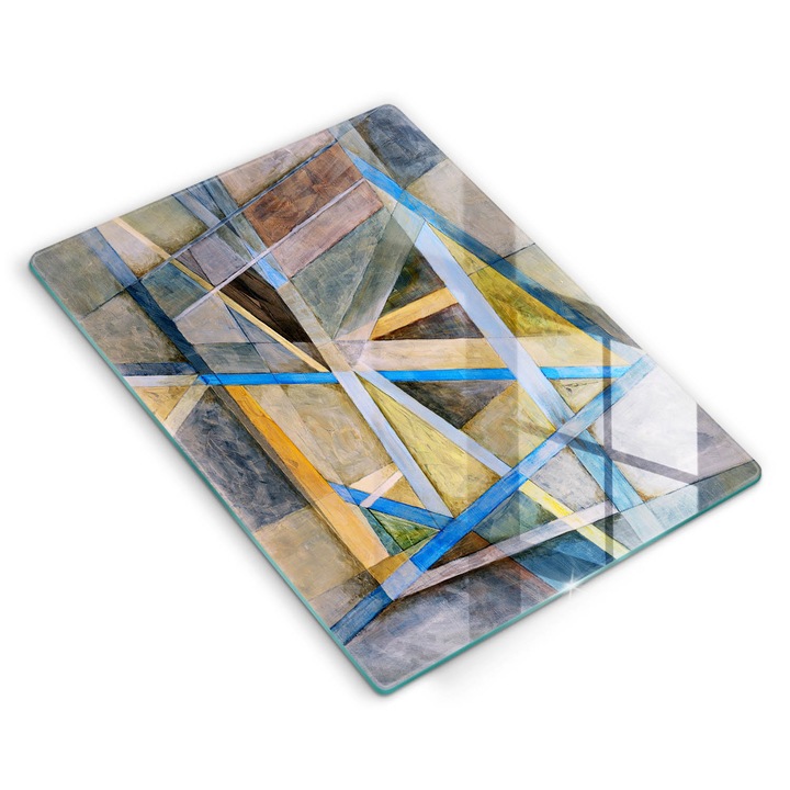 Dekoratív üveg, Wallfluent, Festett vonalak absztrakció, Szürke, 40x52 cm