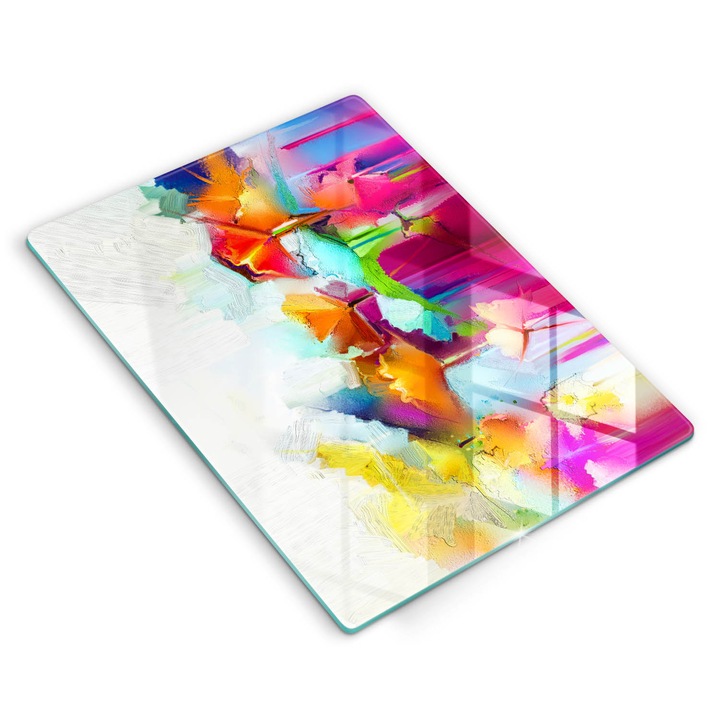 Dekoratív üveg, Wallfluent, Festett virágok, Sokszínű, 40x52 cm