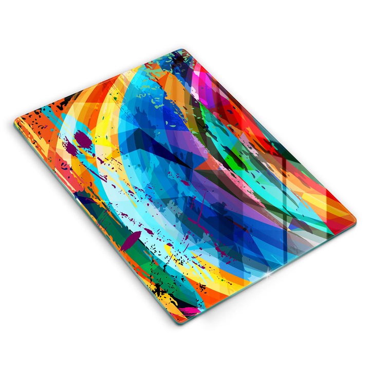 Dekoratív üveg, Wallfluent, Színes festékfoltok, Sokszínű, 40x52 cm