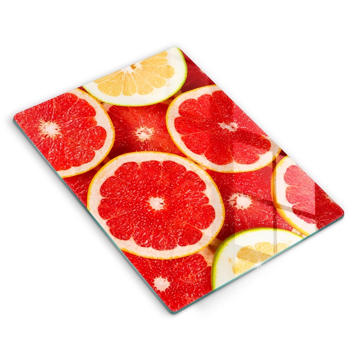 Dekoratív üveg, Wallfluent, Grapefruit szeletek, Piros, 40x52 cm