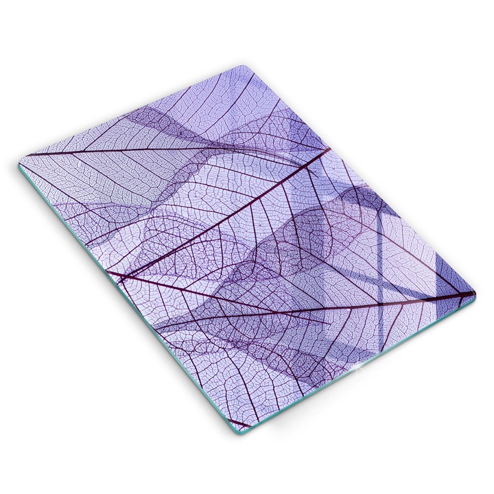 Dekoratív üveg, Wallfluent, Levelek erekkel, Lila, 40x52 cm