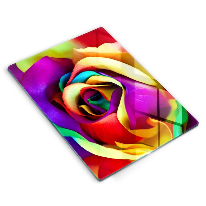 Dekoratív üveg, Wallfluent, Színes rózsaszirom, Sokszínű, 40x52 cm