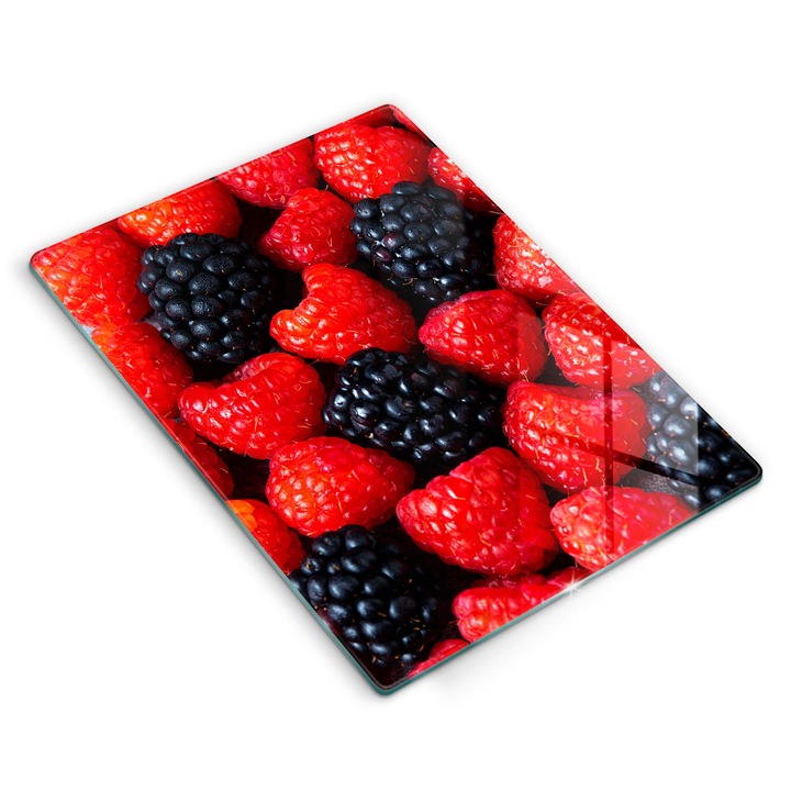 Dekoratív üveg, Wallfluent, Málna és szeder, Piros, 40x52 cm