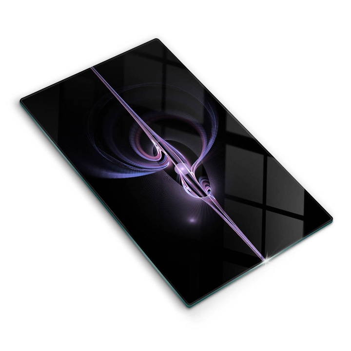 Dekoratív üveg, Wallfluent, Modern absztrakció, Fekete, 30 x 52 cm